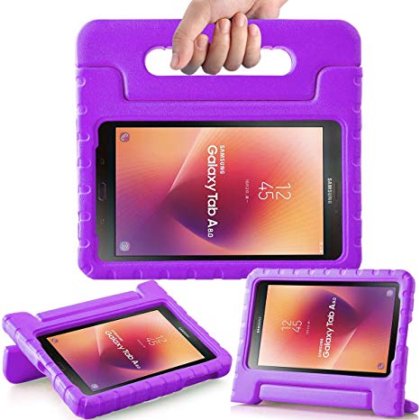 AVAWO Kids Case for New Samsung Galaxy Tab A 8.0 2017(SM-T380/SM-T385)- Shockproof Light Weight Super Protection Handle Stand Case for Kids Children for Samsung Galaxy Tab A 8-inch 2017 Tablet, Purple