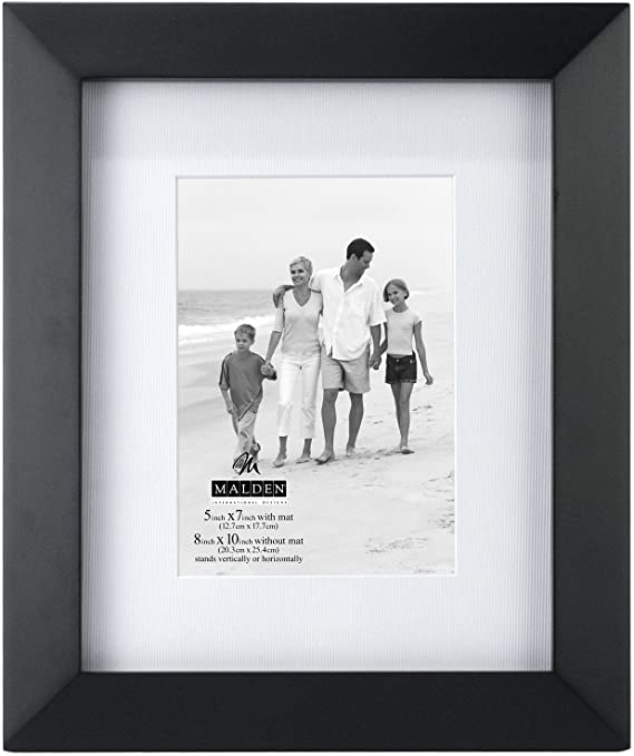 Malden International Designs Berkeley Matted Black Wood Collage Picture Frame, 5x7/8x10, Black