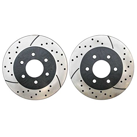 Prime Choice Auto Parts PR6384LR Performance Drilled and Slotted Brake Rotor Pair for Front