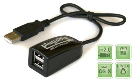 Plugable USB 20 2-Port High Speed Ultra Compact HubSplitter 480 Mbits USB 20 Windows Linux OS X Chrome OS