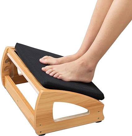 StrongTek Wood Ergonomic Footrest - 4-Angle Adjustable Foot Stool for Desk, Office Footrest, Anti-Slip Foot Stand for Under Desk, Enhances Posture, Promotes Blood Circulation, No Assembly Required