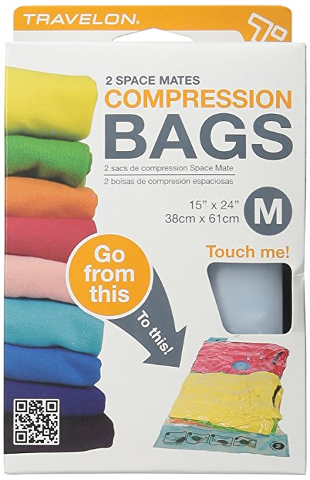 Travelon 2 Space Mates Compression Bags Medium, Clear, One Size