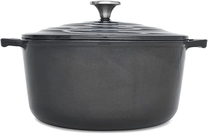 T-fal Enameled Cast Iron Round Dutch Oven with Lid, 6 quart, Grey