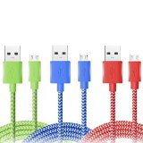 6ft Micro USB CableOKRAY 3 Pack 66ft2m High Speed Micro USB 20 Data Cable Round Nylo Braided Charging Cord For AndroidSamsung Galaxy S6 Edge S4 S3 S2Note 4 2HTC M9 M8 ONE XGoogle Nexus 10 7 6 5 4LG G7 G5 G3 G2 and moreRed Green Blue