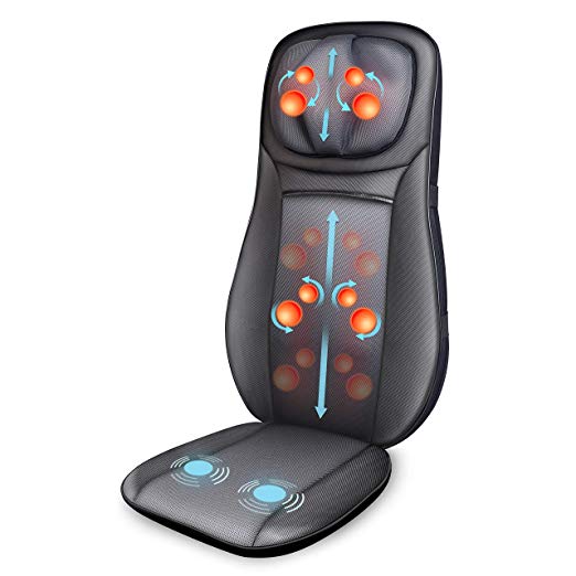SNAILAX shiatsu Neck & Back Massager with Heat, Full Back Kneading Shiatsu or Rolling Massage, Massage Chair pad with Height Adjustment, Relieve Muscle Pain for Back Shoulder and Neck SL233