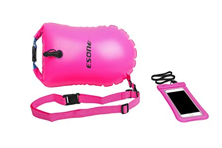 ESONE Swim Buoy - Open Water Swim Buoy Flotation Device With Dry Bag and Waterproof Cell Phone Case for Swimmers, Triathletes, and Snorkelers. Floats for Safer Swims 15L