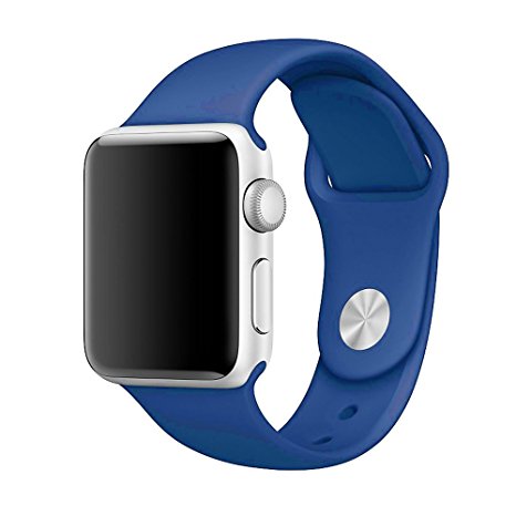 Vteyes Apple Watch Sport Band, Soft Silicone Replacement Strap For Apple Watch Series 1 Series 2 (Royal Blue, 42MM S/M)