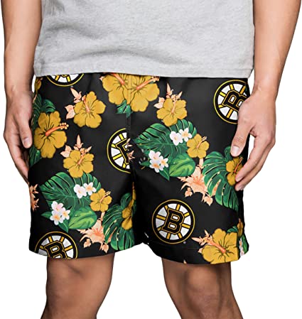 FOCO NHL Mens Team Logo Floral Hawaiian Swim Suit Trunks