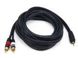 Monoprice 105599 10-Feet Premium Stereo Male to 2RCA Male 22AWG Cable - Black
