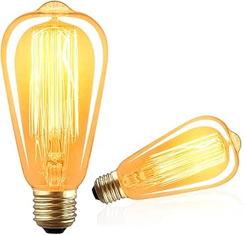 LUXON Edison Bulbs,Antique Vintage Style Incandescent Light Bulbs,Dimmable Amber Warm,60W E26 Base for Wall Sconce Pack of 2