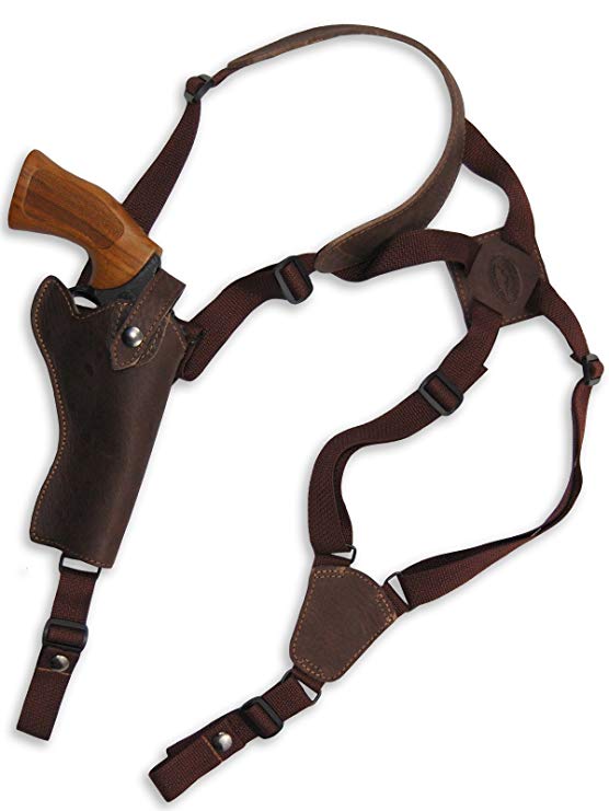 Barsony New Brown Leather Cross Harness Vertical Shoulder Holster for 4" 38 357 44 Revolvers