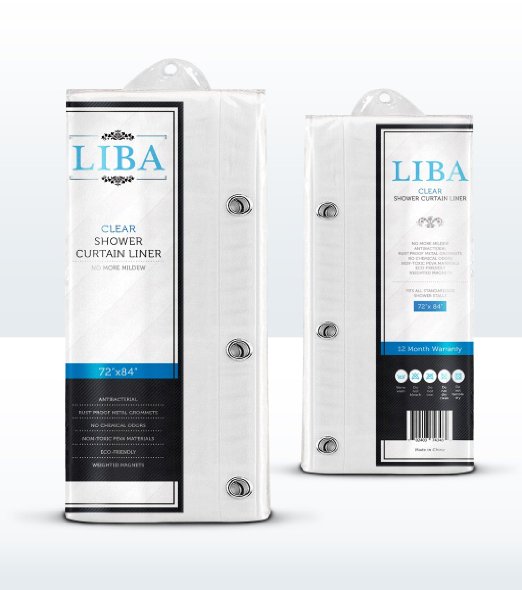 LiBa 72 by 84-Inch Vinyl Shower Curtain Liner, Clear