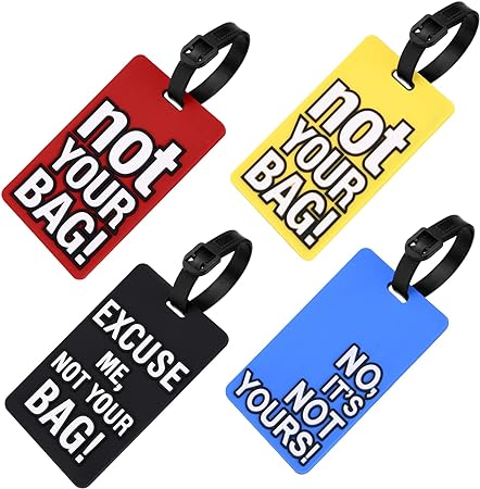 Vicloon Luggage Tags, 4Pcs Silicone Luggage Tags for Suitcases,Travel Tags with Name ID Card, Luggage Tag Travel Suitcase Baggage Handbag Tag Labels Tag, Travel ID Bag Tag