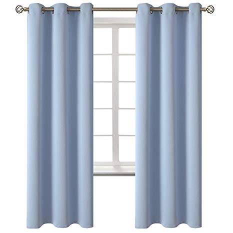 BGment Blackout Curtains for Living Room - Grommet Thermal Insulated Room Darkening Curtains for Bedroom, 2 Panels of 42 x 72 Inch, Spa Blue