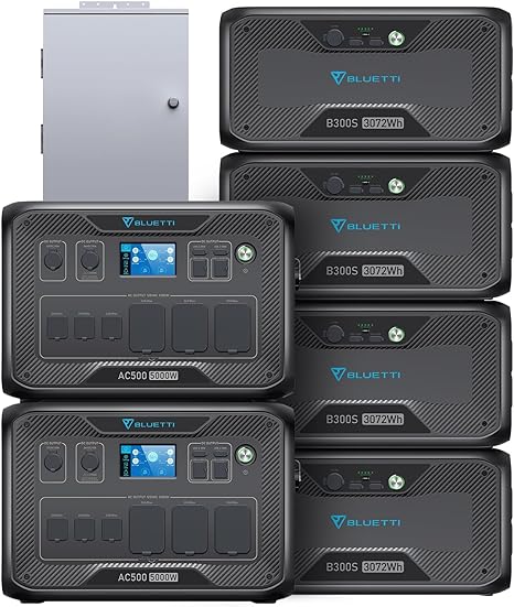 BLUETTI Portable Power Station 2 AC500&4 B300S, 12288Wh LiFePO4 Battery w/ 14 5000W AC Outlets, Works w/Alexa, Modular Power System for Home Backup, Emergency (Home Integration Kit Included)