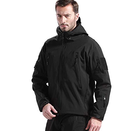 FREE SOLDIER Men's Jackets Outdoor Waterproof Softshell Hooded Tactical Jacket