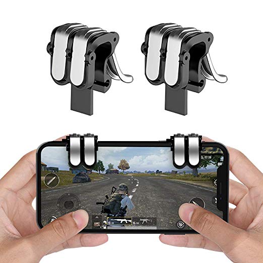 EMISH PUBG Mobile Game Controller Gamepad Trigger Aim Button L1R1 L2 R2 Shooter Joystick for iPhone Android Phone Game Pad Accesorios (Black)