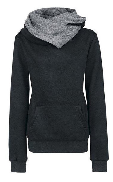Ecowish Womens Special Desigan High Collar Long Sleeve Fleece Hoodied Sweatshirt