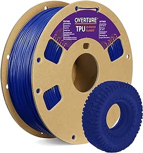 OVERTURE TPU Filament 1.75mm Flexible TPU Roll, 95A Soft 3D Printer Filament, 1kg Spool (2.2 lbs), Dimensional Accuracy  /- 0.03 mm (Dark Blue)