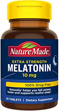 Nature Made Extra Strength Melatonin 10 mg Tablets, Sleep Aid Supplement 30 Count