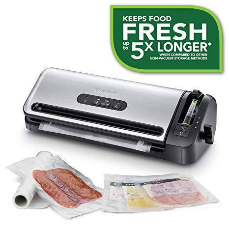 FoodSaver Food Sealer Vacuum System with Roll Storage, Includes Assorted Vacuum Bags, FFS017