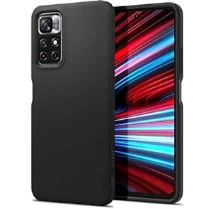 Spigen Essential Sand Blast Back Cover Case Compatible with Redmi Note 11T 5G / Redmi Note 11s / Poco M4 Pro 5G (TPU | Matte Black)