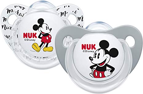 NUK Disney Mickey and Minnie Soothers Silicone (0-6 months)(colors may vary)