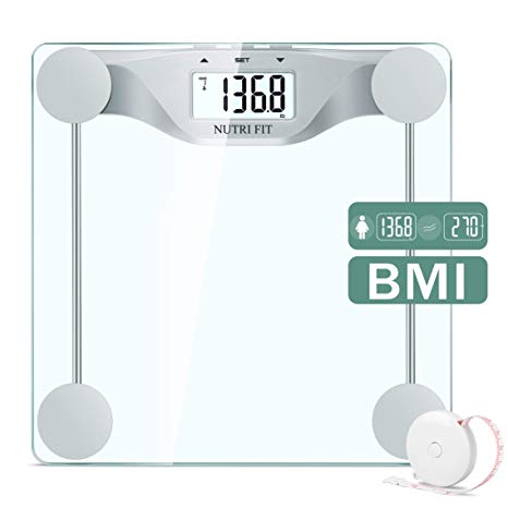 Digital Body Weight Bathroom Scale BMI, Accurate Weight Measurements Scale,Large Backlight Display and Step-On Technology,400 Pounds,Body Tape Measure Included