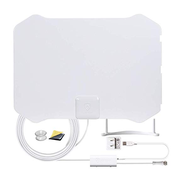 ANTOP HDTV Antenna Indoor, Paper Thin Amplified TV Antenna 360° Omni-Directional Reception with Built-in 4G LTE Filter,Support 4K 1080p Channels & All Older TV's for Outdoor,-10ft Cable