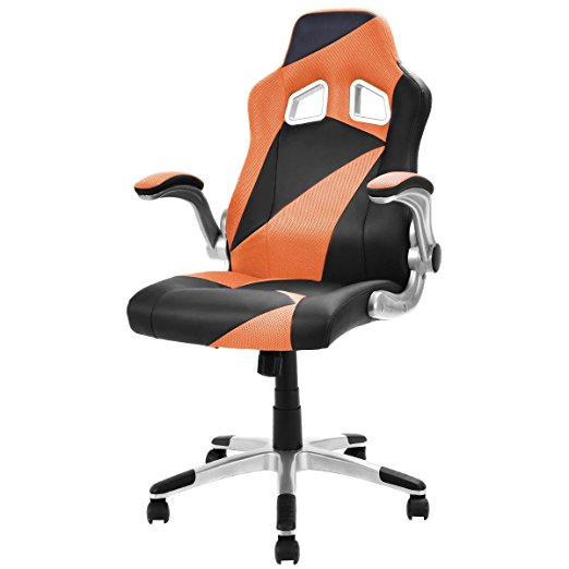 Giantex PU Leather Executive Racing Style Bucket Seat Office Chair Desk Task Computer (Orange)