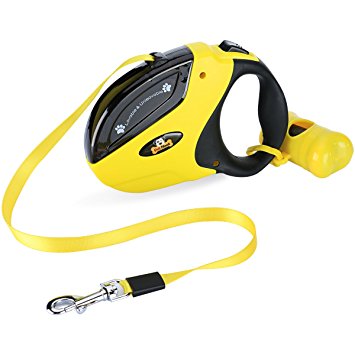 Retractable Dog Leash with Break and Lock Button - Free Waste Bag & 4 eBooks - Premium Quality - 16 Ft - Suitable for Small, Medium and Large Dogs - Up to 110 lbs - 100% Life Time Guarantee