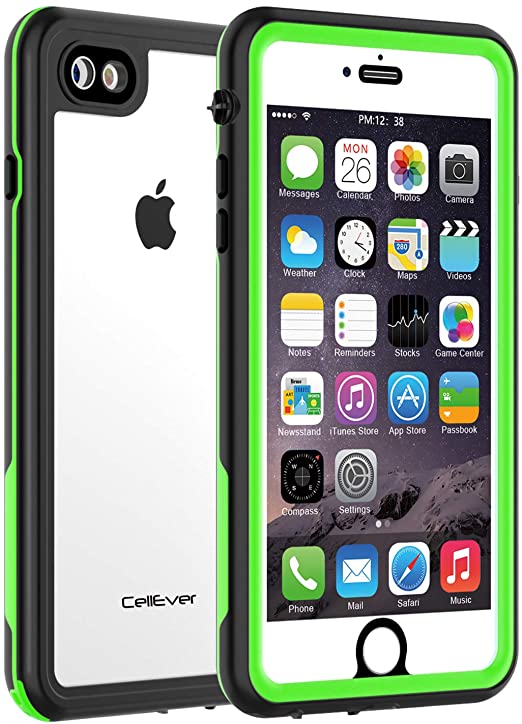 CellEver iPhone 7/8 Waterproof Case Shockproof IP68 Certified SandProof Snowproof Full Body Protective Clear Transparent Cover Fits Apple iPhone 7 / iPhone 8 (4.7 Inch) KZ Lime Green