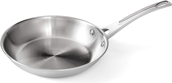 8" (20 cm) Professional Series Stainless Steel Frying Pan by Ozeri, 100% PTFE-Free Restaurant Edition, Made in Portugal
