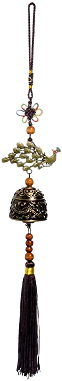 DMtse Chinese Lucky Feng Shui Peacock Vintage Dragon Bell for Wealth and Safe, Success, Ward Off Evil, Protect Peace - Home Garden Car Interiors Hanging Charm Wind Chime Good Luck Blessing