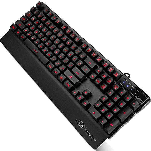 Magegee K1 Metal Gaming Keyboard Wired USB 3 Colors Backlight PC Computer Keyboard with 19 non-conflict keys