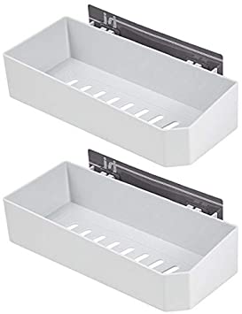 Shower Caddy Corner Shelf Wall Mounted Self Adhesive Bathroom Organizer,White 2 Pcs