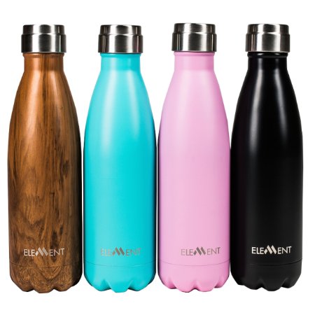 Element - Best Stainless Steel Insulated Water Bottle - Gorgeous Gift Box Included - Hot 24 hours - Cold 12 hours - 17 oz