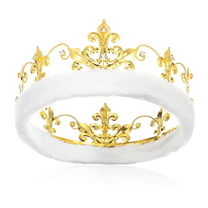 DcZeRong King Crowns Birthday Crown Adult Men Crown Gold Metal Crown Prom King Crown Crystal Crown