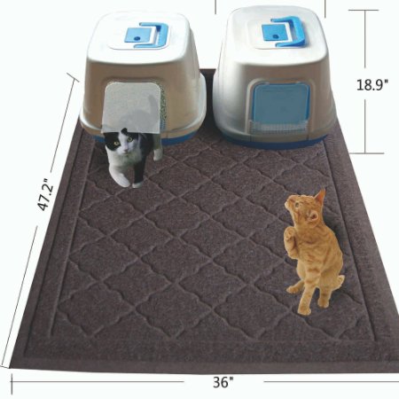 Easyology Jumbo Size Cat Litter Mat - (47 x 36 in) - Best Extra Large Scatter Control Kitty Litter Mats for Cats Tracking Litter Out of Their Box - Soft to Paws- (Patent Pending)