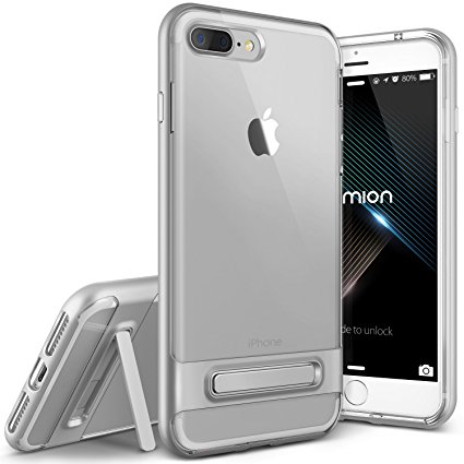 iPhone 7 Plus Case, (Diamont - Metallic Silver) (Crystal Clear Slim Fit) Premium TPU/PC Hybrid Kickstand Case (Hard Drop Protection Bumper) Transparent Cover for Apple iPhone 7 Plus 2016 by Lumion