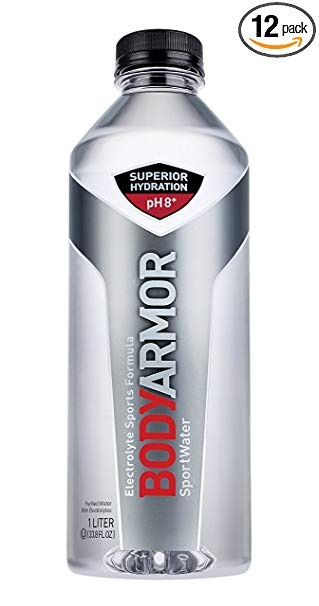 BODYARMOR Sport Water Alkaline Water, Superior Hydration 8  pH, Electrolyte Sports Formula, Supports Active Recovery, Perfect For Athletes, 1 Liter (Pack of 12)