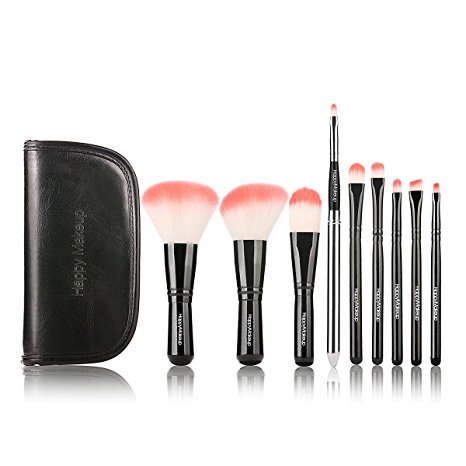 FEIYAN Makeup Brush Set Premium Synthetic Cosmetic Set Professional Liquid Foundation Brush Face Powder Brush Kit with Zipper Bag (9pcs, Black)