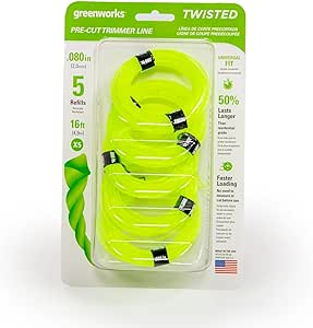 Greenworks 0.080" 5-Pack Pre-Cut Twisted String Trimmer Line