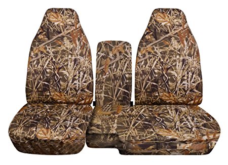 2004 to 2012 Ford Ranger 60-40 Camouflage Truck Seat Covers Solid Armrest Cover Included (Duck Hunt Camouflage)