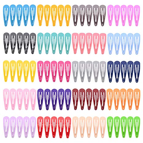 PIDOUDOU 100 Pack Solid Candy Color 2 Inch Barrettes for Women Snap Hair Clips (Color May Vary)