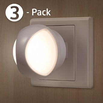 AVANTEK 3-Pack LED Night Light Plug-and-Play Automatic Wall Lights with Dusk to Dawn Sensor