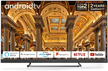 TCL 55EC788 55-Inch 4K UHD Smart Android TV, Freeview Play, Prime Video, Netflix, YouTube, ONKYO Dolby Atmos Sound, Far-field Voice Control Built-in, HDR10 , Frameless Metal Design