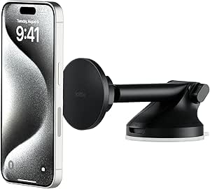 iOttie iTap 3 Magnetic Dash & Windshield Mount Car Phone Holder with Magnetic Ring Adapter. Compatible with Qi2, MagSafe, iPhone, and Android Smartphones.