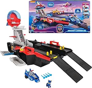 Paw Patrol: The Mighty Movie Aircraft Carrier HQ, with Chase Action Figure and Mighty Pups Cruiser, Kids’ Toys for Boys and Girls 3