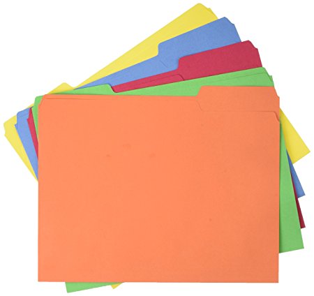 AmazonBasics File Folders - Letter Size (100 Pack) – Assorted Colors